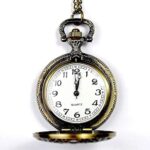 Vintage Bronze Quartz Pocket Watch with Chain