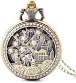 Vintage Hollow Castle Quartz Pocket Watch - Image 4