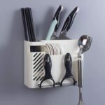 Wall Mounted Kitchen Cutlery & Utensil Organizer with Drain Holder