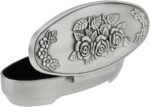 Vintage Antique Rose Engraved Metal Jewelry Box - Image 3