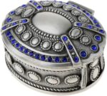 Vintage Jewelry Box with Blue Crystal Accents
