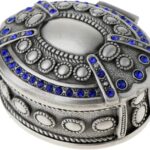Vintage Jewelry Box with Blue Crystal Accents