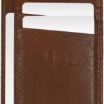 GulfDealz Genuine Leather Card Holder with Key Ring Brown