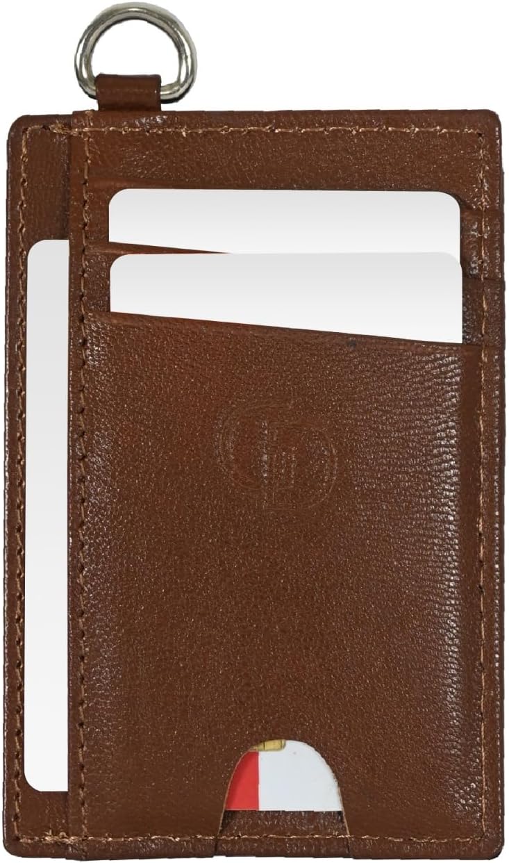 71jWMwy0tIL._AC_SL1500_ GulfDealz Genuine Leather Card Holder with Key Ring Brown - Image 1