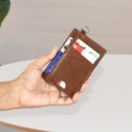 GulfDealz Genuine Leather Card Holder with Key Ring Brown - Image 2