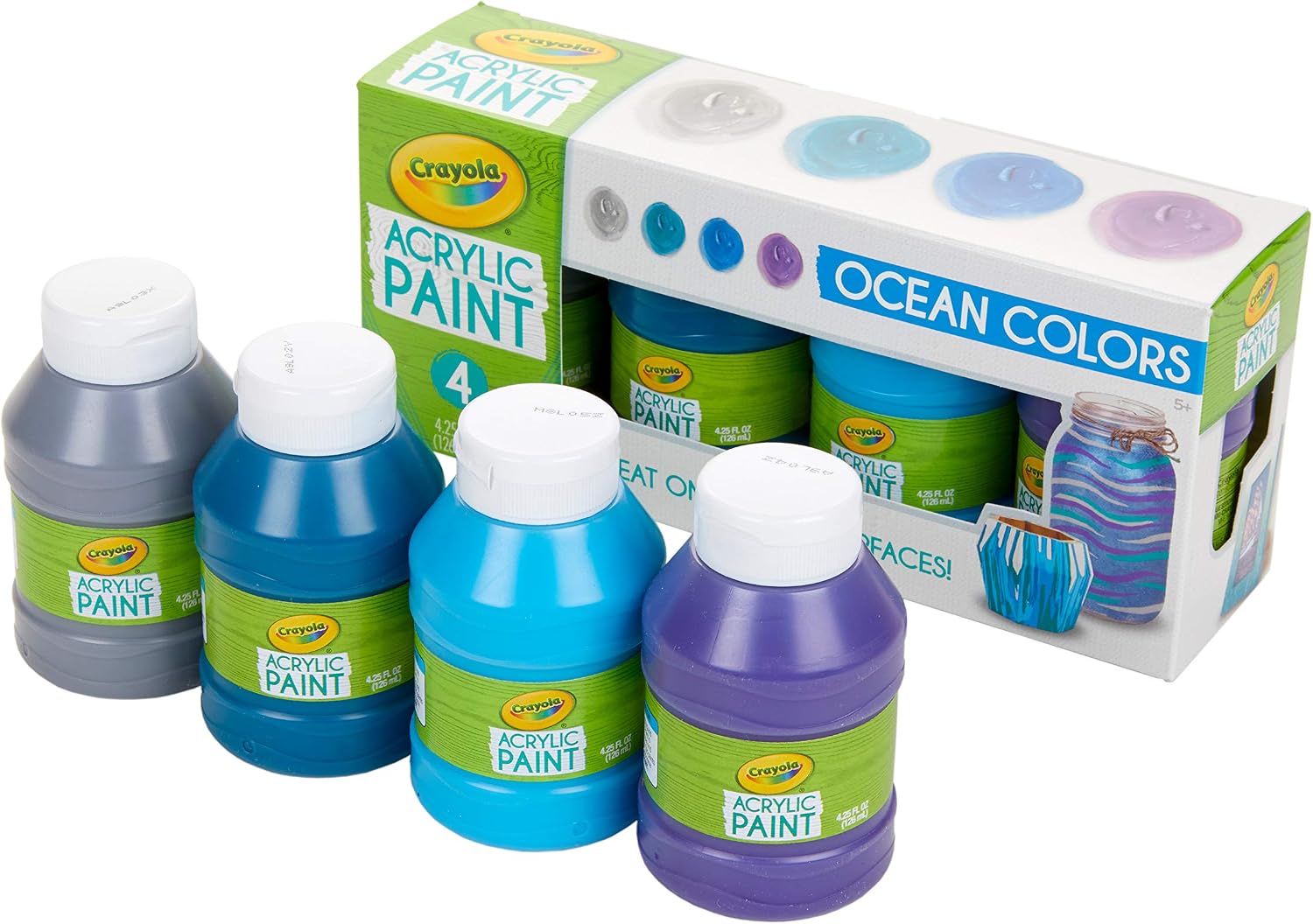 81BqGO2dzbL._AC_SL1500_ Crayola Multi-Surface Acrylic Paint Set Ocean Colors - Image 1