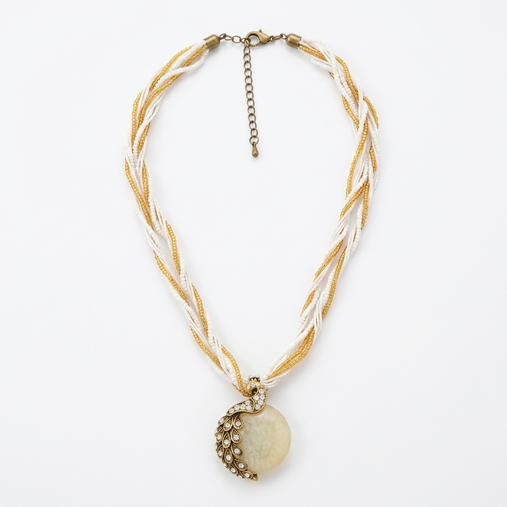 Gemini_Generated_Image_h8ijsah8ijsah8ij Elegant Peacock Pendant Braided Necklace - Image 1